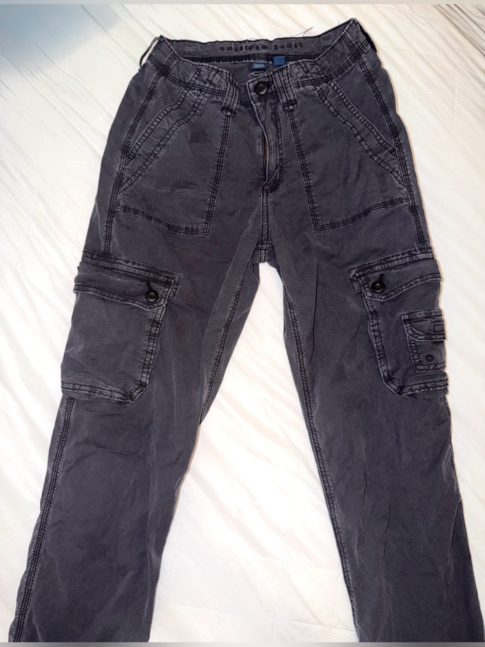 American Eagle Outfitters Women's Charcoal Gray Cargo Joggers